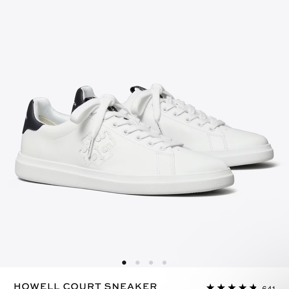 Tory Burch White and Navy Sneakers